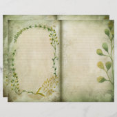 緑のかわいらし水彩紅葉の履歴ページ (正面/裏面)