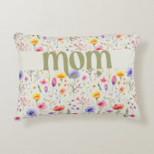 緑のかわいらし野カラフル花柄の母 アクセントクッション (正面)