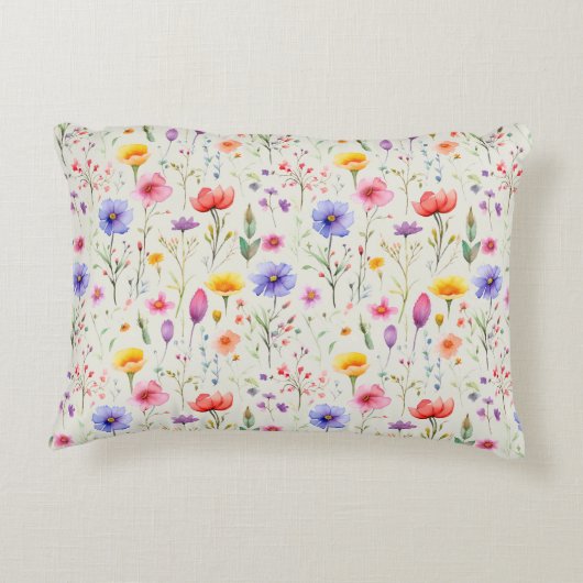 緑のかわいらし野カラフル花柄の母 アクセントクッション (裏面)