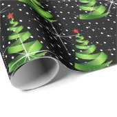 緑のきらめくリボンのクリスマスツリー ラッピングペーパー (ロールコーナー)