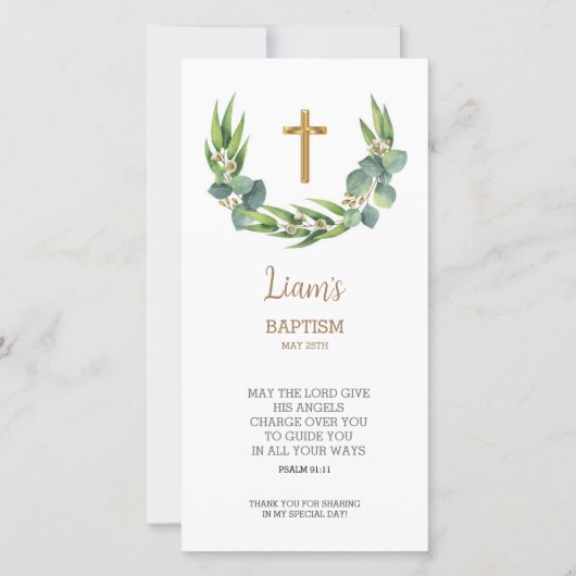 緑のしおりサンキューカード、バプテスマ支持 サンキューカード (正面)