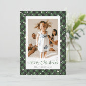 緑のすてきバッファローのプレイド写真メリークリスマス シーズンカード (スタンド正面)