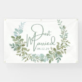 緑のたった今結婚しましたバナー 横断幕 (横)