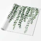 緑のつる植物を滝のように落とす水彩画 ラッピングペーパー (アンロールド)