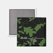 緑のつる植物ブラックベルベット日付を保存 マグネット (正面/裏面)