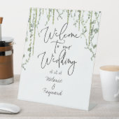 緑のつる植物結婚が我々を歓迎結婚する 台座サイン (インサイチュ)