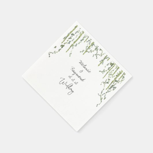 緑のつる植物結婚の5インチスクエアカクテル スタンダードカクテルナプキン (角)