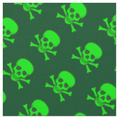 緑のどくろ印パターン ファブリック (クローズアップ)