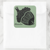 緑のどんぐりの木版画 スクエアシール (バッグ)