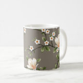 緑のの模様が葉ある小さな花 コーヒーマグカップ (正面右)