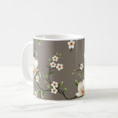 緑のの模様が葉ある小さな花 コーヒーマグカップ (正面左)