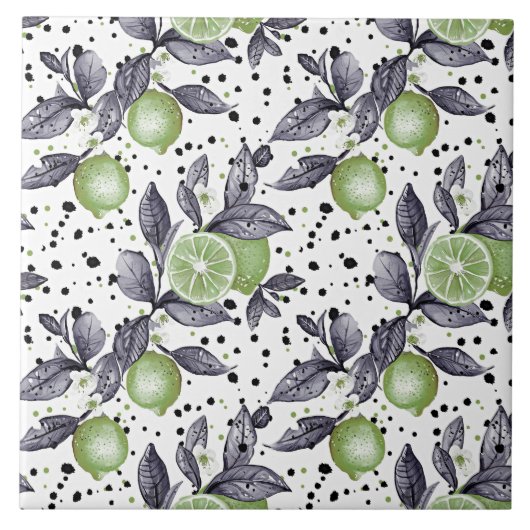 緑のの詳細にスケッチされた水離れ色、ライム タイル (正面)