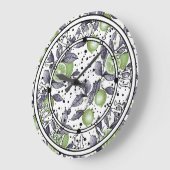 緑のの詳細にスケッチされた水離れ色、ライム ラージ壁時計 (傾斜)