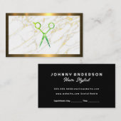 緑のはさみ |大理石 |メタリック金ゴールド 予約カード (正面/裏面)