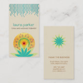 緑のはすの花のロゴのヨガのダマスク織の治療の健康 名刺 (正面/裏面)