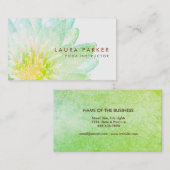 緑のはすの花の水彩画の黙想のヨガ 名刺 (正面/裏面)