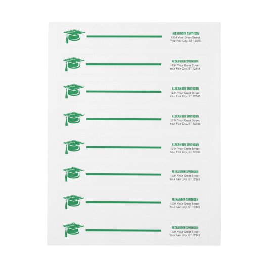 緑のはっきりしたキャップ卒業ラップのまわりにラベル ラップアラウンドラベル (シート)