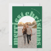 緑のはっきりしたクリスマスオーバルアーチワン写真 シーズンカード (正面)