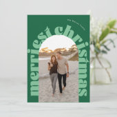 緑のはっきりしたクリスマスオーバルアーチワン写真 シーズンカード (スタンド正面)