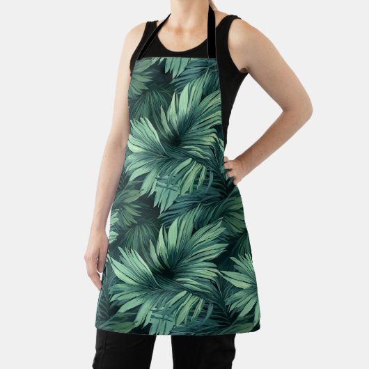 緑のはっきりしたジャングルのトロピカルパーム エプロン (インサイチュ)