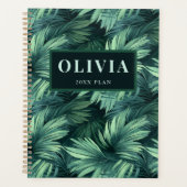 緑のはっきりしたジャングルのトロピカルパーム プランナー手帳 (正面)