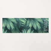 緑のはっきりしたジャングル熱帯パームパターンナマステ ヨガマット (裏面(横))