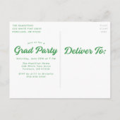 緑のはっきりした台本の写真卒業パーティー インビテーションポストカード (裏面)