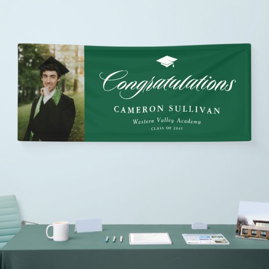 緑のはっきりした書道写真卒業 横断幕 (トレードショー)