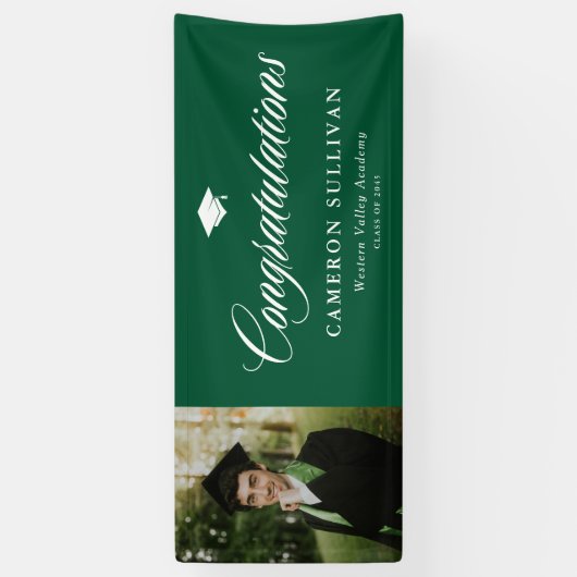 緑のはっきりした書道写真卒業 横断幕 (縦)