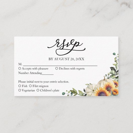 緑のひまわりウェディングスプ エンクロージャーカード (正面)