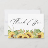 緑のひまわりサンフラワーありがとう赤ちゃんシャワー サンキューカード (正面)