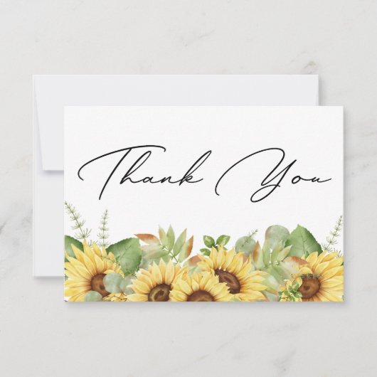 緑のひまわりサンフラワーありがとう赤ちゃんシャワー サンキューカード (正面)