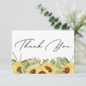 緑のひまわりサンフラワーありがとう赤ちゃんシャワー サンキューカード (スタンド正面)