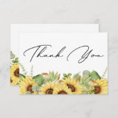 緑のひまわりサンフラワーありがとう赤ちゃんシャワー サンキューカード (正面/裏面)