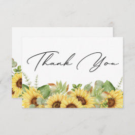 緑のひまわりサンフラワーありがとう赤ちゃんシャワー サンキューカード