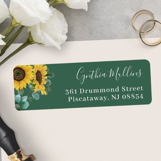 緑のひまわりユーカリの葉 ラベル