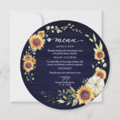 緑のひまわり秋ブライダルシャワーラウンドメニュー 招待状 (正面)