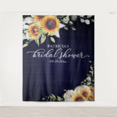 緑のひまわり秋ブライダルシャワー背景 タペストリー (正面)