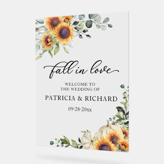 緑のひまわり結婚の歓迎サイン アクリルサイン (傾斜)