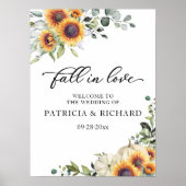 緑のひまわり結婚の歓迎サイン ポスター (正面)