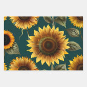 緑のひまわり背景 ラッピングペーパーシート (正面)