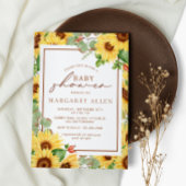 緑のひまわり花赤ちゃんシャワー 招待状