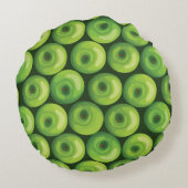 緑のりんごが付いているパターン ラウンドクッション (裏面)