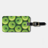 緑のりんごが付いているパターン ラゲッジタグ (正面横)