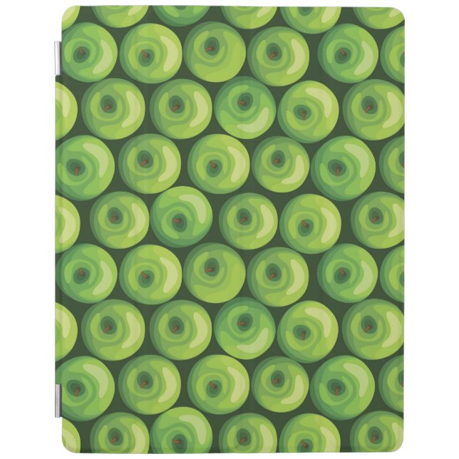 緑のりんごが付いているパターン iPadスマートカバー (正面)
