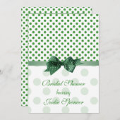 緑のりんごの白い水玉模様のブライダルシャワーの招待 招待状 (正面/裏面)