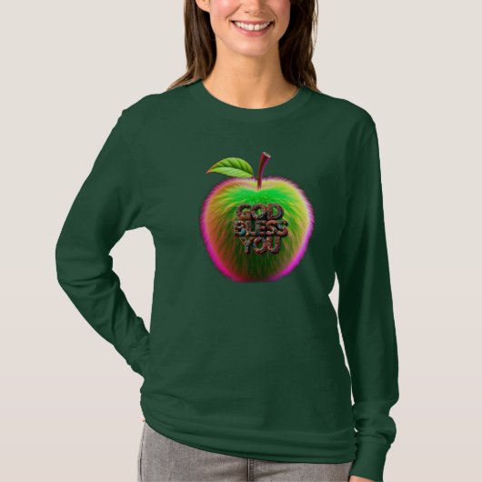緑のりんごデザインのTシャツ Tシャツ (正面)