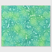 緑のろうけつ染めの花を包む紙 ラッピングペーパー (フラット)