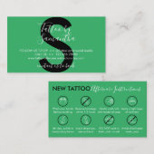 緑のアイコン ボディアート アフターケア手順 タトゥー 名刺 (正面/裏面)