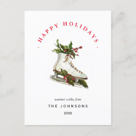 緑のアイススケート非フォトホリデーカード シーズンポストカード
